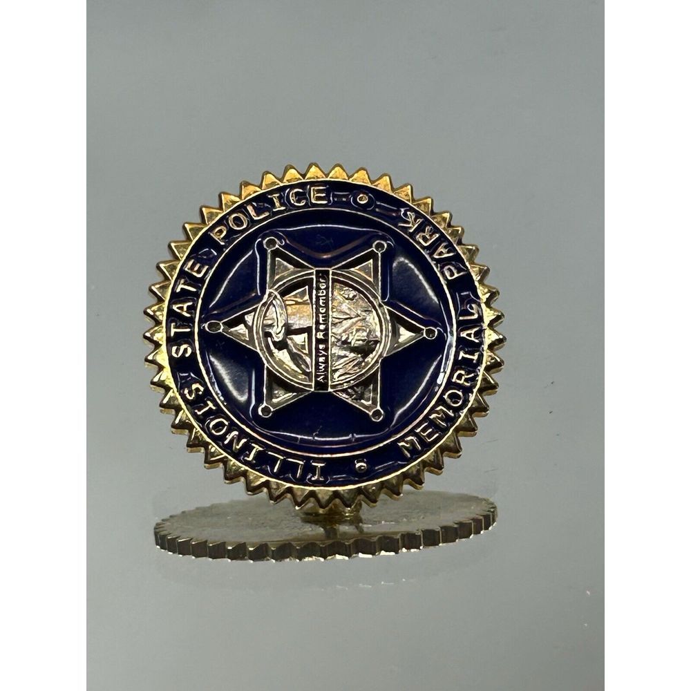 Vintage Gold Tone Illinois State Police Memorial Park Enamel Lapel Pin
